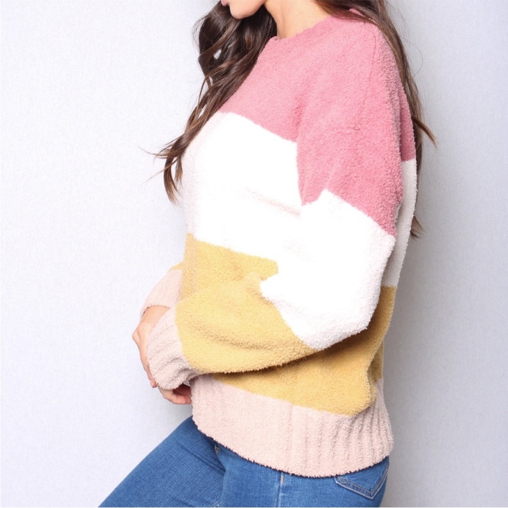 Thread & Supply Women's Colorblock Sweater - Pink, White, Yellow - Picture 2 of 10